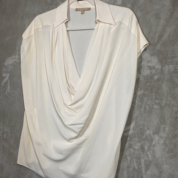 Michael Kors Collection Blouse Size 8 Dropped Neck Top Women's Sleeveless Baige - Picture 3 of 8